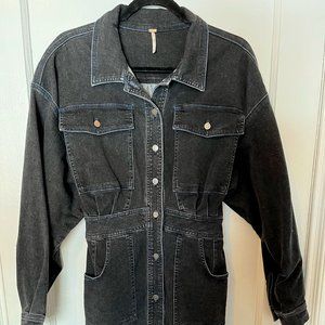 Free People, Denim Dress, Black, Small/Petite
